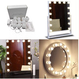 Set 10 becuri LED albe pentru oglinda de machiaj stil Hollywood, Albe, Intensitate reglabila