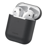 Husa pentru Apple AirPods 1 si 2, Baseus, silicon, eleganta, rezistenta, Culoare Gri si Negru