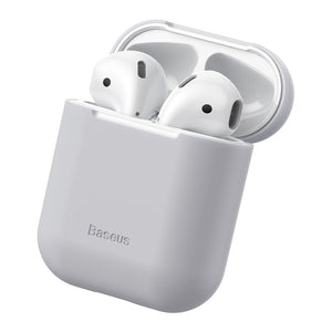 Husa pentru Apple AirPods 1 si 2, Baseus, silicon, eleganta, rezistenta, Culoare Gri si Negru